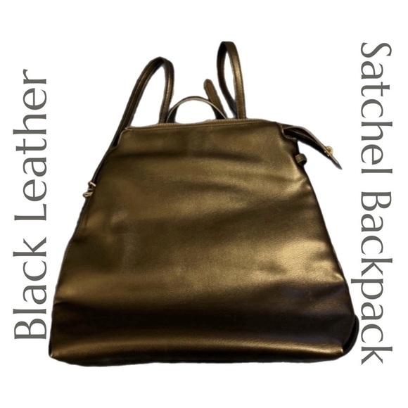 Black Leather Backpack Bag in Excellent Condition - Picture 1 of 16